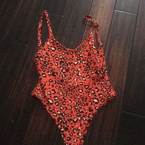 Blackbough swimsuit size L orange leopard print